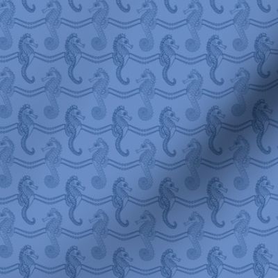 Blue Pearls and Seahorse Seamless Pattern Background Texture