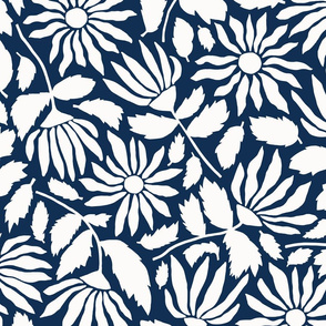 Wild Flower Silhouette Lg  | Navy