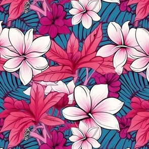 Hawaiian Pop art pink plumeria