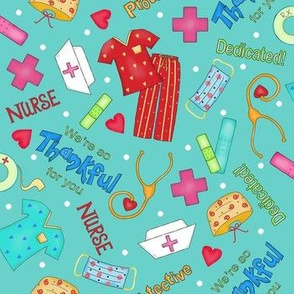 Nurse Thankful Teal Medium