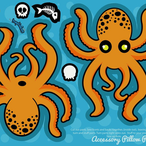 Orange Octopus Cut & Sew Pillow (FQ)