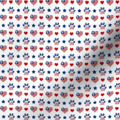 Patriotic Paw Prints & Hearts