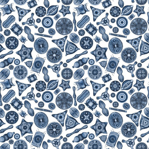 Ernst Haeckel Diatom Toss Dark Blue