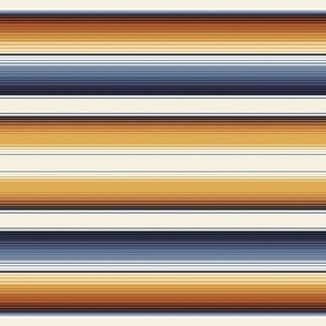  Southwest Serape Blanket Stripes in Indigo Blue, Amber Brown and Navajo White 