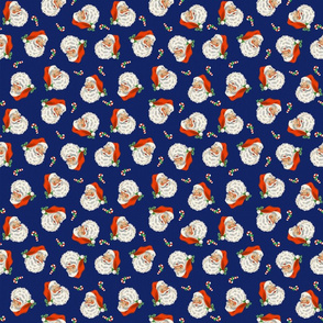 Retro Santa On Navy Blue Small