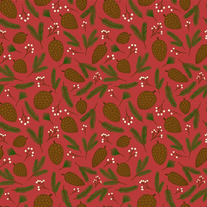 Pinecones on Red