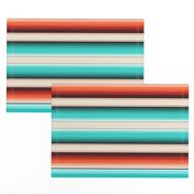 Southwest Serape Blanket Stripes in Navajo White Turquoise and Burnt Orange