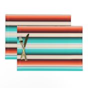 Southwest Serape Blanket Stripes in Navajo White Turquoise and Burnt Orange