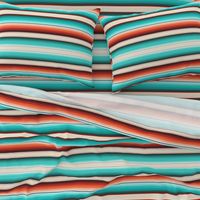 Southwest Serape Blanket Stripes in Navajo White, Turquoise and Burnt Orange