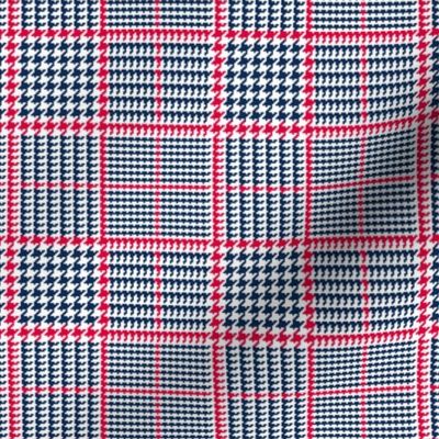 Red White Blue Glen Plaid with Red Stripe