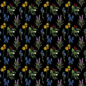 Floral On Black Very Small