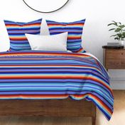 Cobalt Blue and Burnt Orange Mexican Serape Blanket Stripes