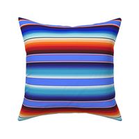 Cobalt Blue and Burnt Orange Mexican Serape Blanket Stripes