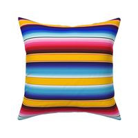 Yellow Blue Red Mexican Serape Blanket Stripes