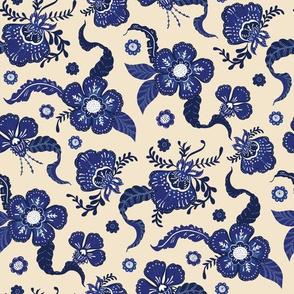 Indigo Floral Dance taupe by Jac Slade