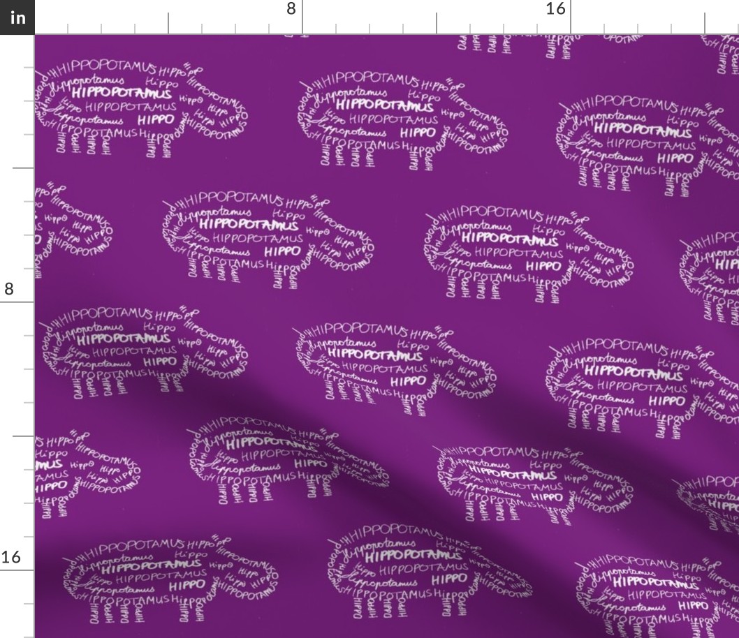 Hippo Calligram Purple