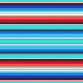 Aqua Blue Mexican Serape Blanket Stripes