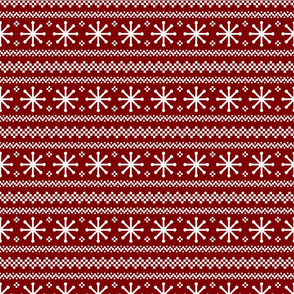 Large Dark Christmas Candy Apple Red Snowflake Stripes in White