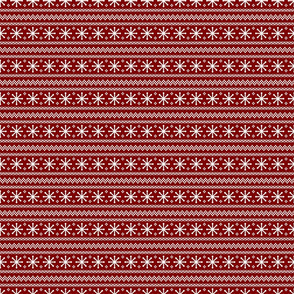 Dark Christmas Candy Apple Red Snowflake Stripes in White