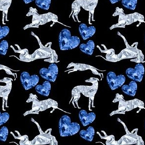 Greyhound Diamonds with Blue Sapphire Gemstone Hearts