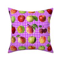 Apples on magenta gingham