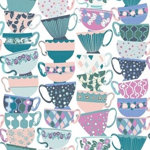 Stack of teacups_cool hues