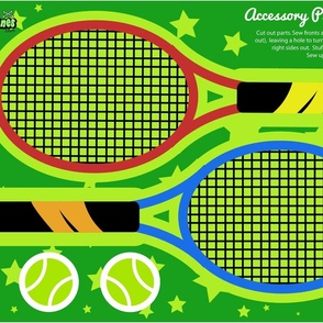 Tennis Rackets Cut & Sew Pillows -MINKY (fat Quarter)