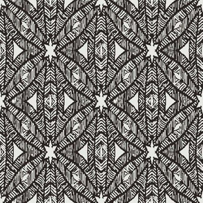 black and white ethnic style geometric grid by rysunki_malunki