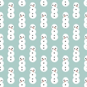 white snowmen on teal by rysunki_malunki