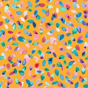 Confetti petals floral watercolor Colorful petals Saffron yellow