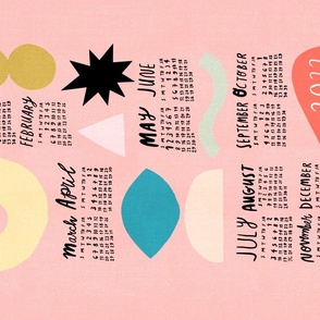 2022 Calendar - Abstract Shapes Pink