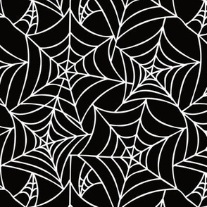 Gothic Halloween - white spider webs on black background