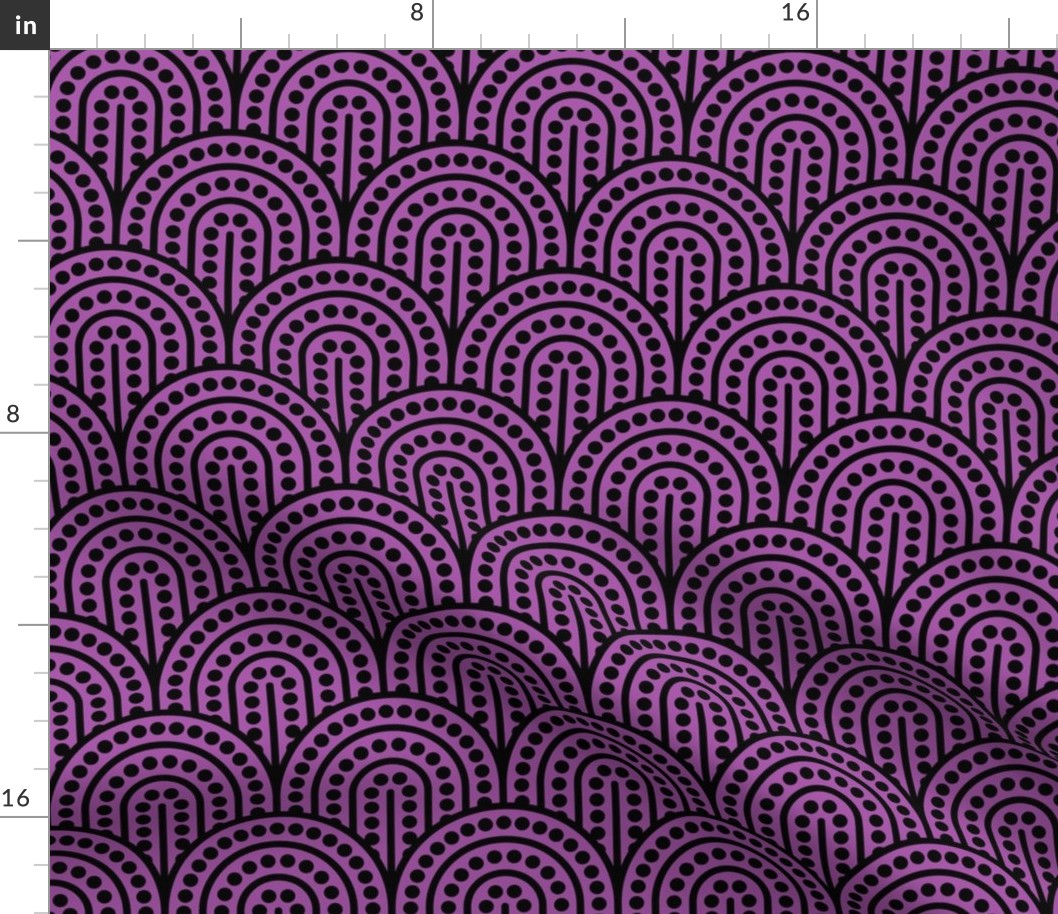 Geometric Pattern: Dotted Arch: Black on Purple