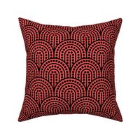 Geometric Pattern: Dotted Arch: Black on Red