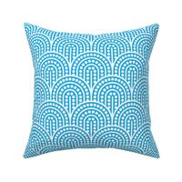 Geometric Pattern: Dotted Arch: White on Blue