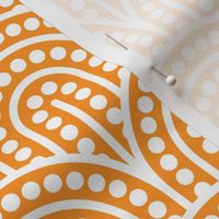 Geometric Pattern: Dotted Arch: White on Orange