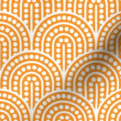 Geometric Pattern: Dotted Arch: White on Orange