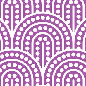 Geometric Pattern: Dotted Arch: White on Purple