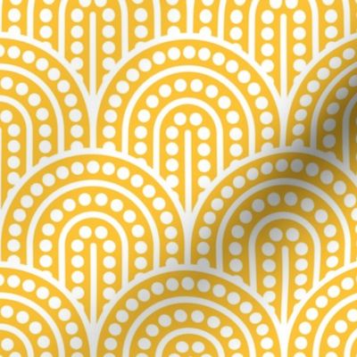 Geometric Pattern: Dotted Arch: White on Yellow