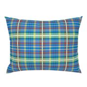 Derek's tartan - sky blue, turquoise, lemon, red