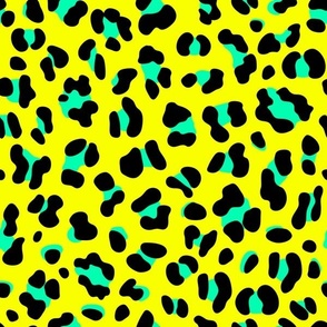 80s Retro Leopard Neon Yellow and Mint Green