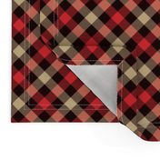 Diagonal Plaid in Black Red and Tan