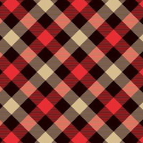 Diagonal Plaid in Black Red and Tan