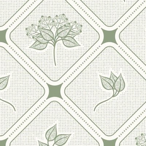 Glenbriar Square: Sage Green Botanical, Sage Green Floral