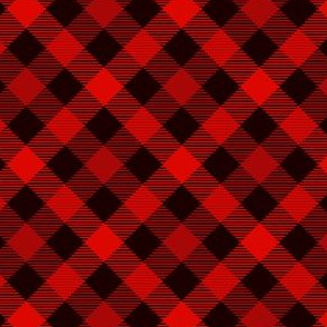 Diagonal Buffalo Check Plaid in Dark Red and Black