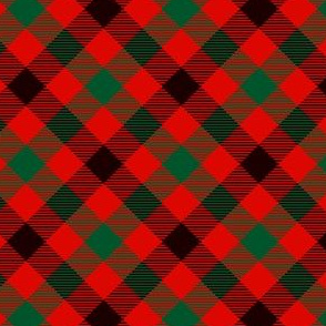  Christmas Plaid in Red Dark Green and Black Diagonal Stripes