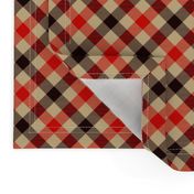 Tan Plaid with Diagonal Red and Black Stripes