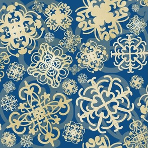 Christmas Glitter-Snowflakes-Blue/Gold