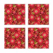 Fun Flower Bursts - Florescent Red - Medium