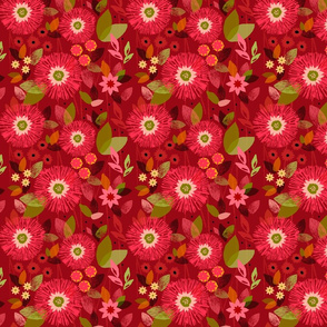 Fun Flower Bursts - Florescent Red - Medium